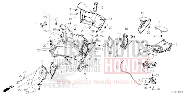 INNERE ABDECKUNG von PCX 125 PEARL SNOWFLAKE WHITE (NHD01) von 2025